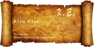 Kirs Elek névjegykártya